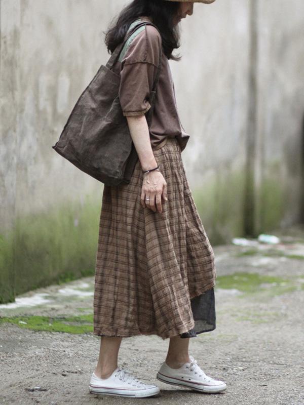 xakxx Retro Plaid Double-deck Skirt