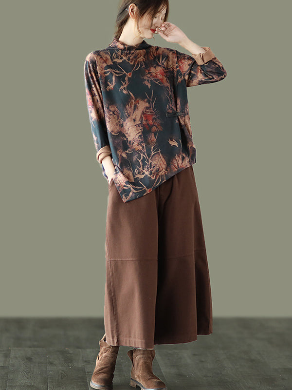 xakxx Simple Wide Leg Loose Solid Color Casual Pants Bottoms