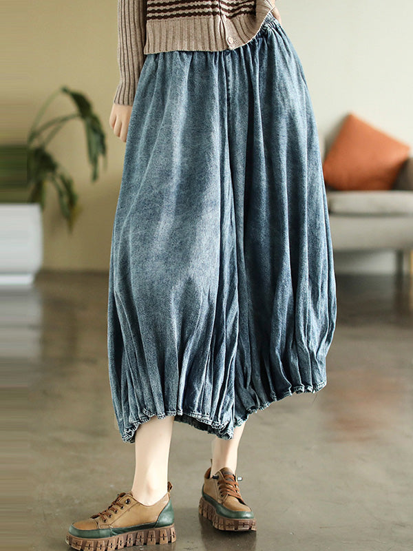 xakxx Vintage Elastic Waist Wide Leg Over Size Jean Pants