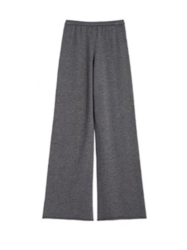 xakxx xakxx-Urban Loose Solid Round-Neck Vest Top& V-Neck Sweater Tops& Wide Leg Pants Three-Piece Set