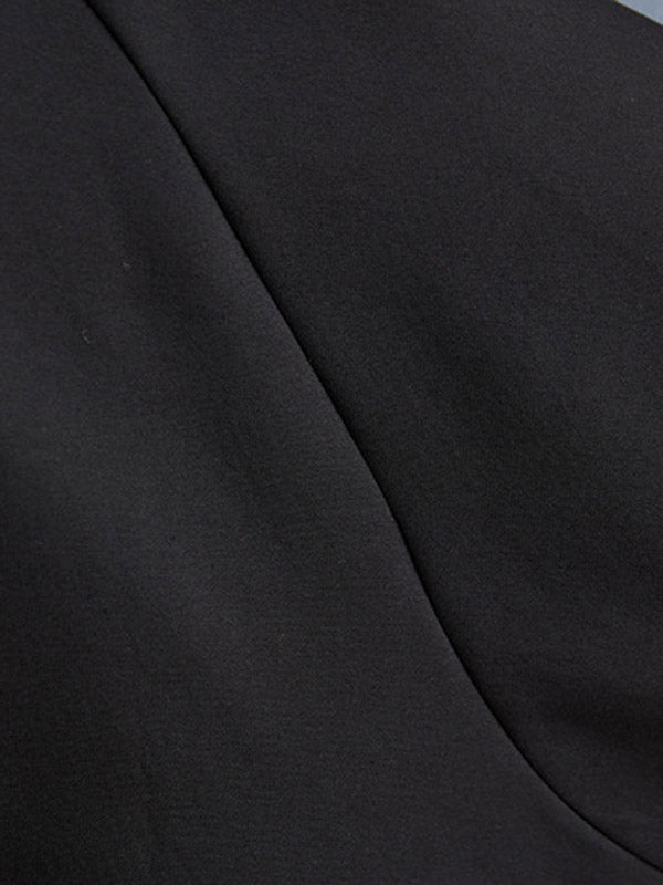 xakxx Long Sleeves Loose Asymmetric Split-Joint Zipper Heaps Collar Sweatshirt Tops
