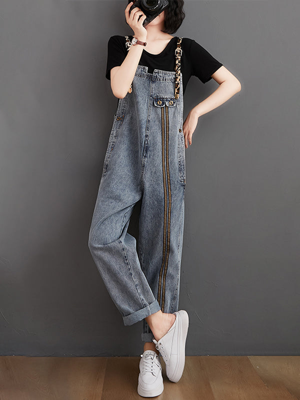 xakxx Original Leopard Elasticity Denim Overalls
