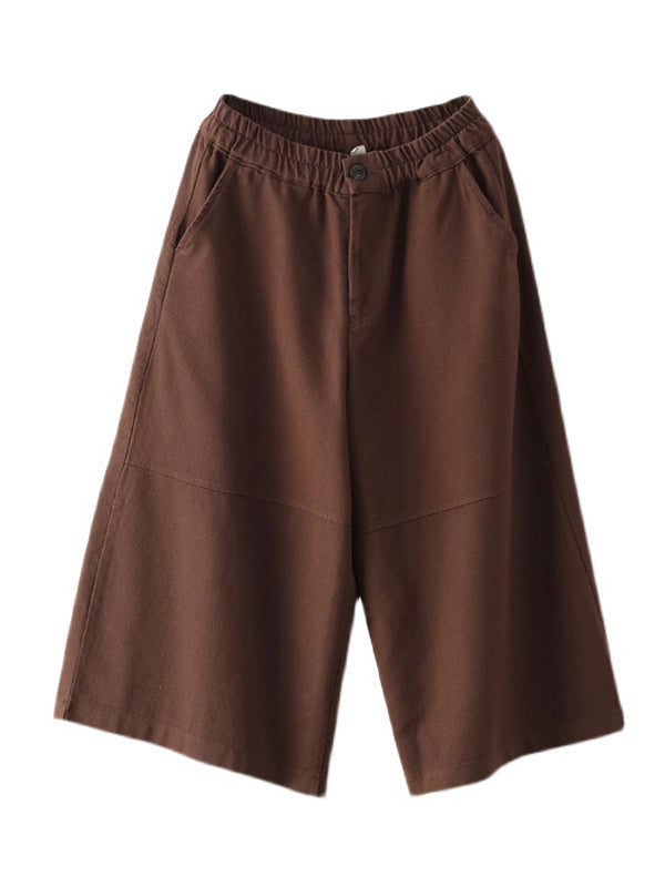 xakxx Simple Wide Leg Loose Solid Color Casual Pants Bottoms