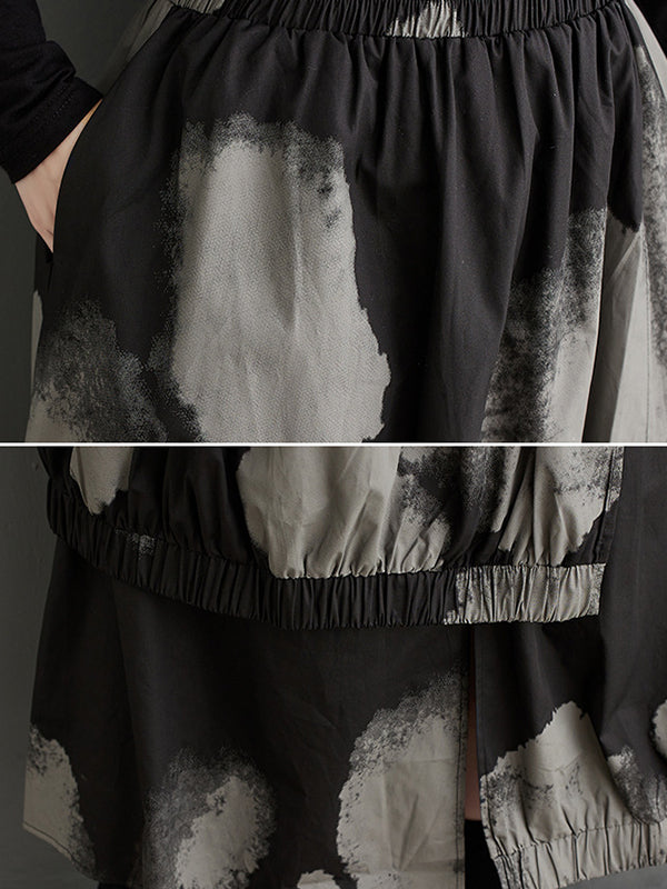 xakxx High Waisted Loose Asymmetric Elasticity Pleated Split-Joint Skirts