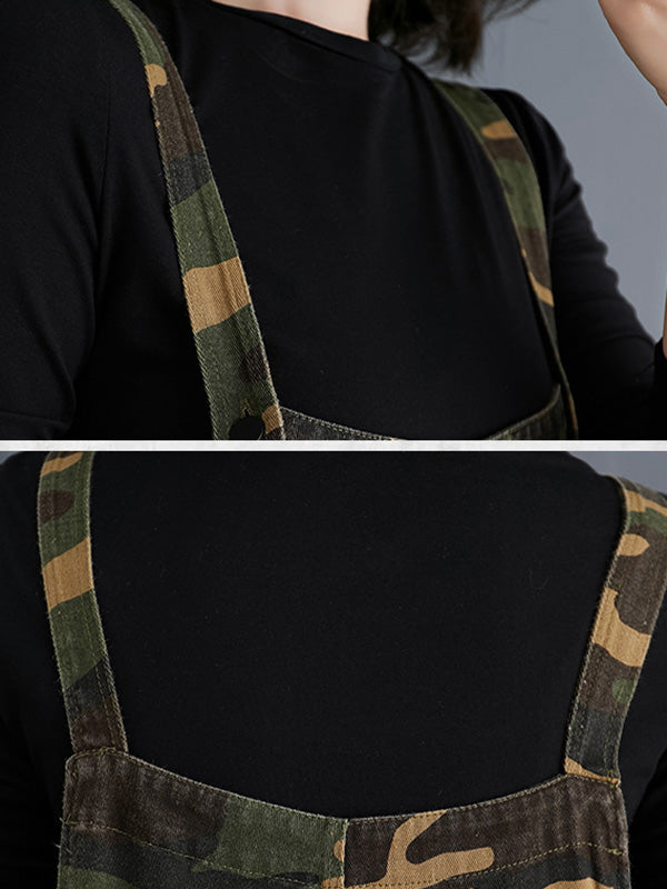xakxx Original Camouflage Elasticity Harem Denim Overalls