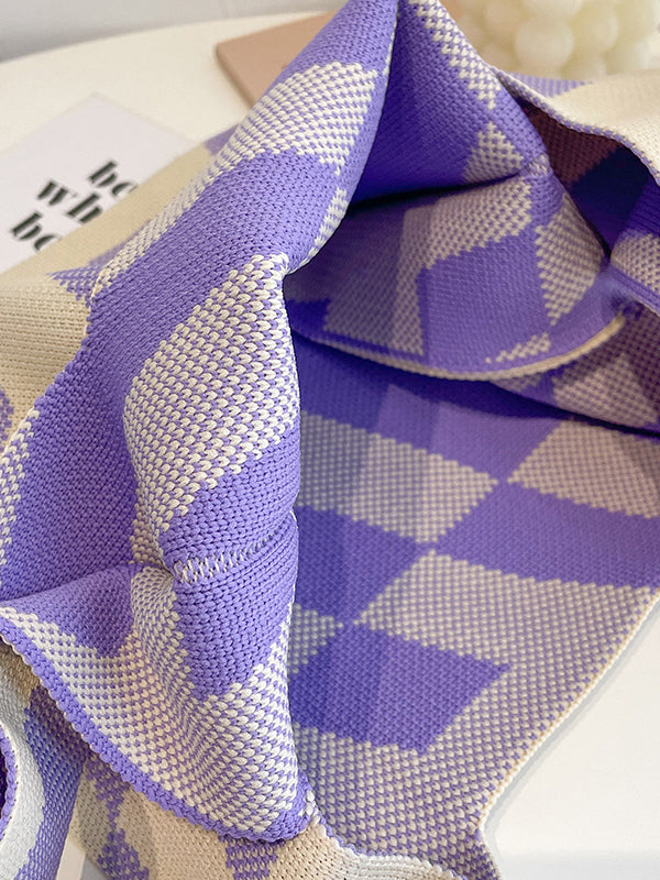 xakxx Contrast Color Letter Print Woven Bags Handbag
