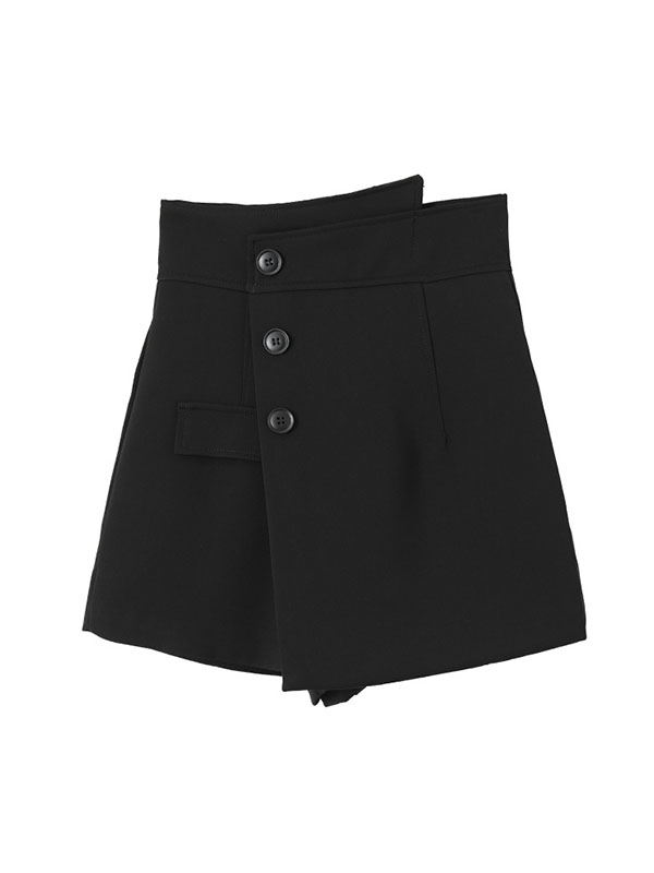xakxx High Waisted Irregular Clipping Solid Color Culotte Shorts Bottoms