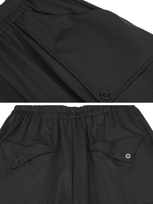 xakxx Stylish Black Asymmetric Elasticity Harem Pants