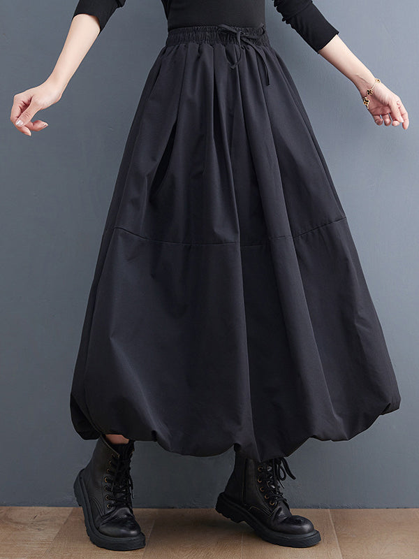 xakxx Urban Loose Drawstring High Waisted Black Bubble Skirt