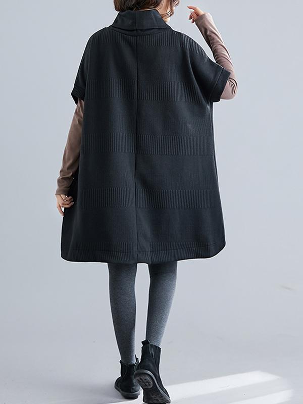 xakxx Casual Loose Short Sleeves Turtleneck Sweater Dress
