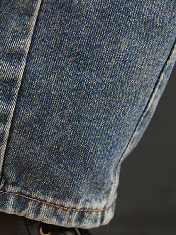 xakxx Artistic Retro Loose Solid Color Denim Overalls