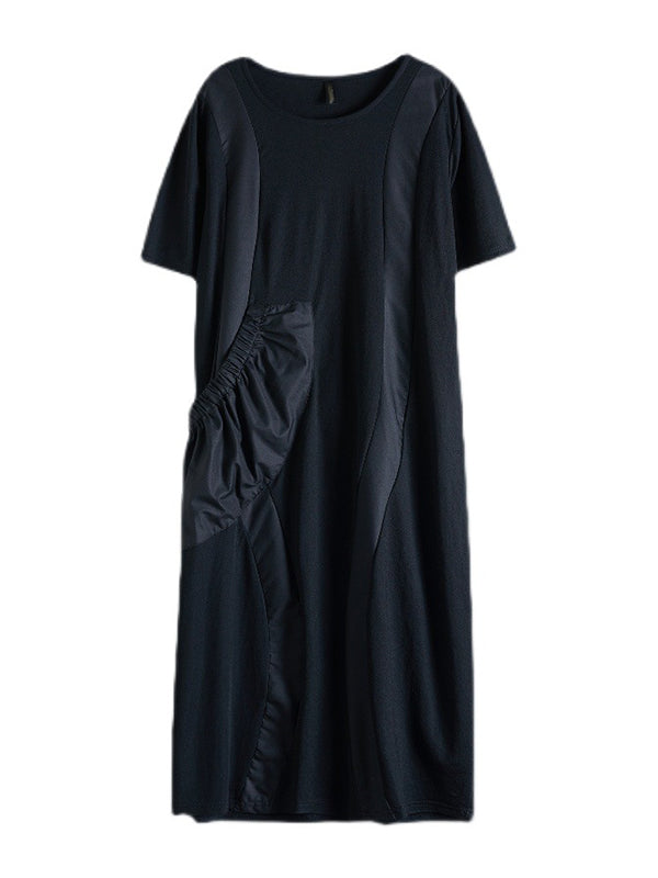 xakxx Simple Casual Solid Color Split-Joint Midi Dress