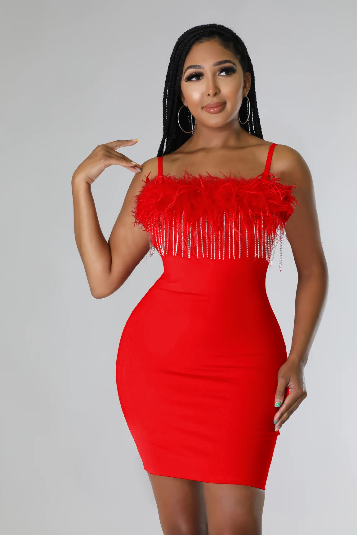 xakxx Women's Fashion Sexy Nightclub Style Solid Color Summer Dress With Zipper Sling Brickwork Tassels Fur Short Dress