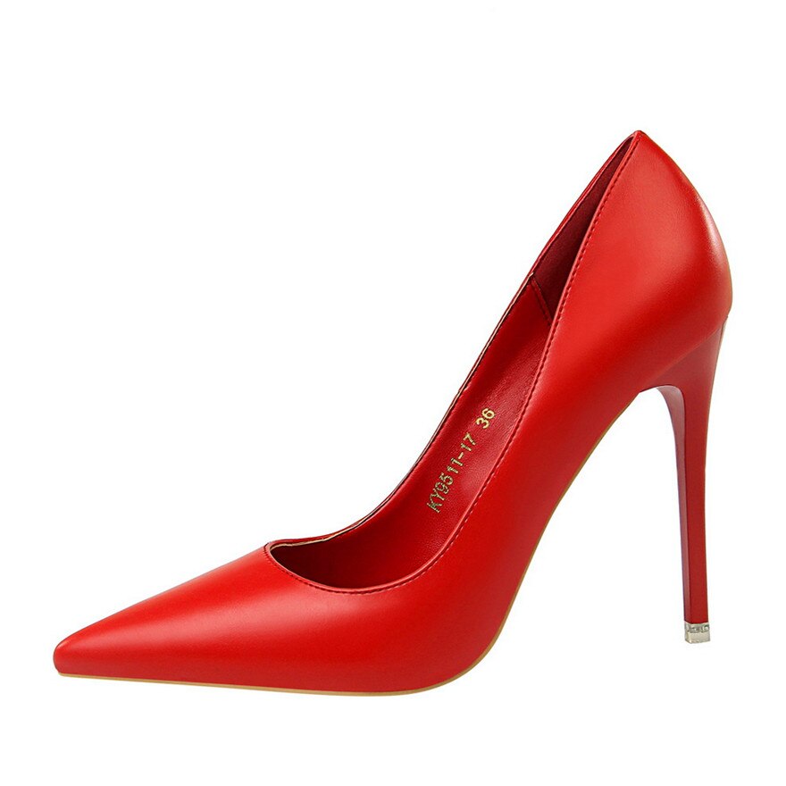 xakxx Soft Leather Shallow Fashion Women's High Heels Shoes Candy Colors Pointed Toe Women Pumps Show Thin Female Office Shoe