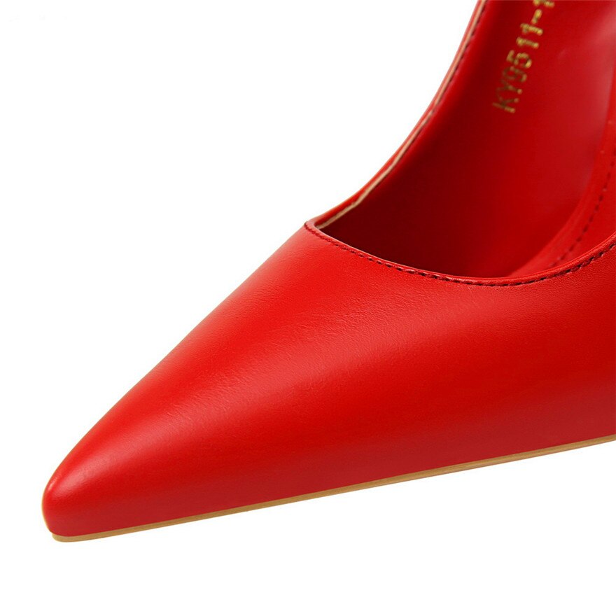 xakxx Soft Leather Shallow Fashion Women's High Heels Shoes Candy Colors Pointed Toe Women Pumps Show Thin Female Office Shoe