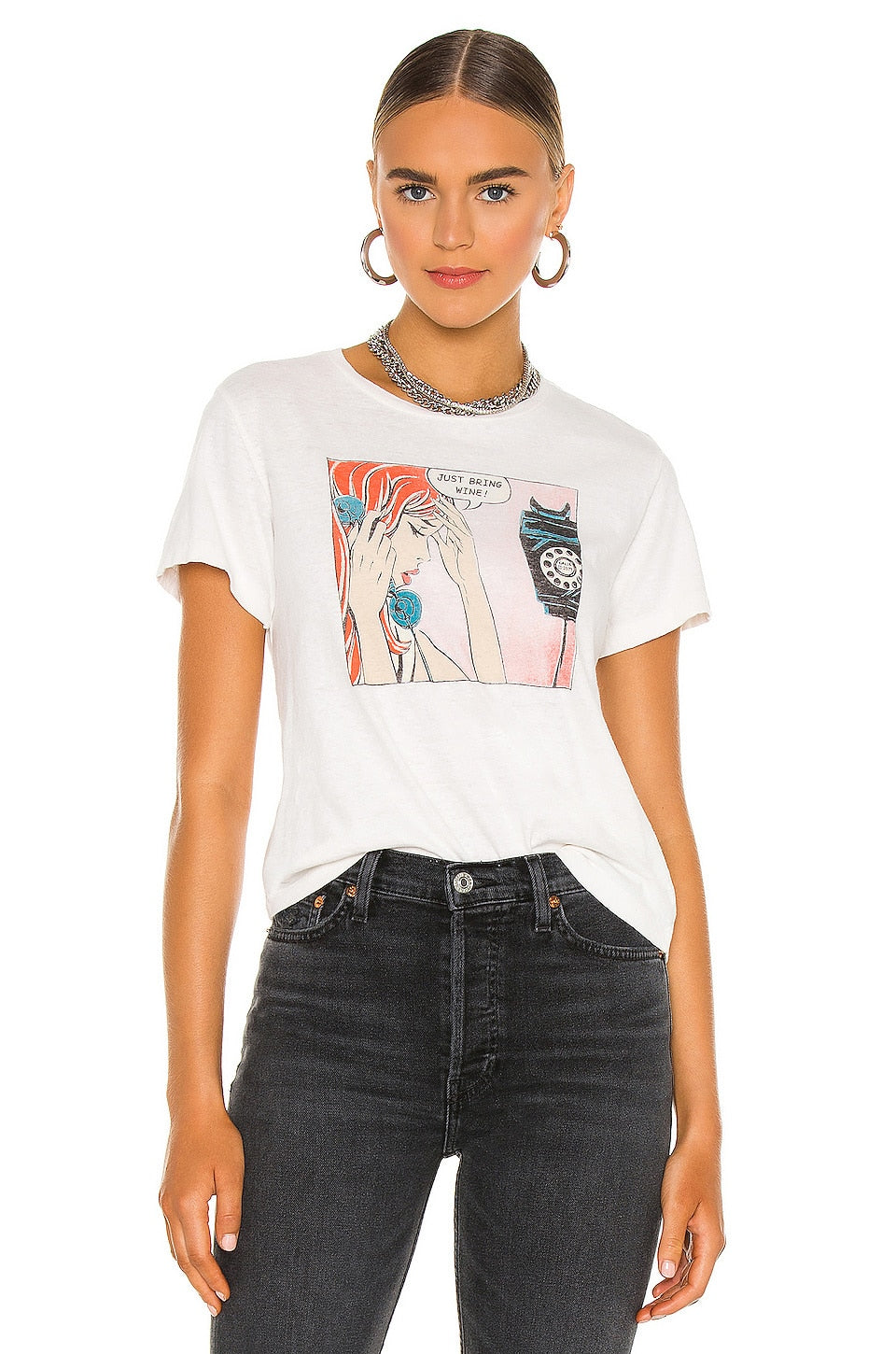 xakxx Spring Summer Women Tee Sun Moon Casual Loose Short Sleeve White Tshirt Streetwear Top Ladies