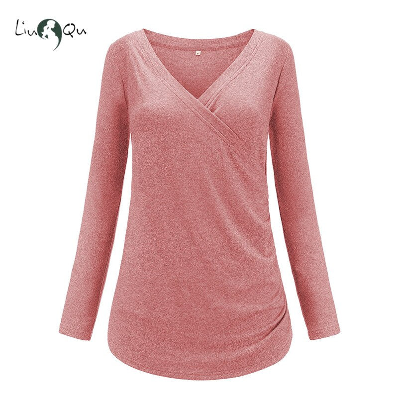 Breastfeeding Clothes Long Sleeve Pregnant Tops Maternity Womens Clothing Pregnancy Shirts Casual Breastfeed Blouses