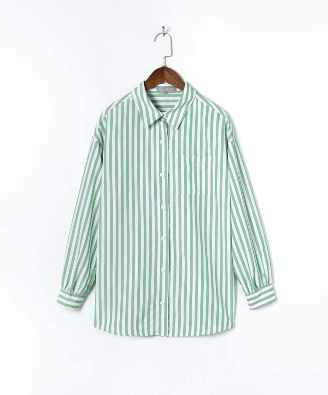 xakxx xakxx Stylish Women's Classic-Fit Long Sleeve Lightweight Button Down Shirt Vertical Stripes Oversize BF Style Top Blouses