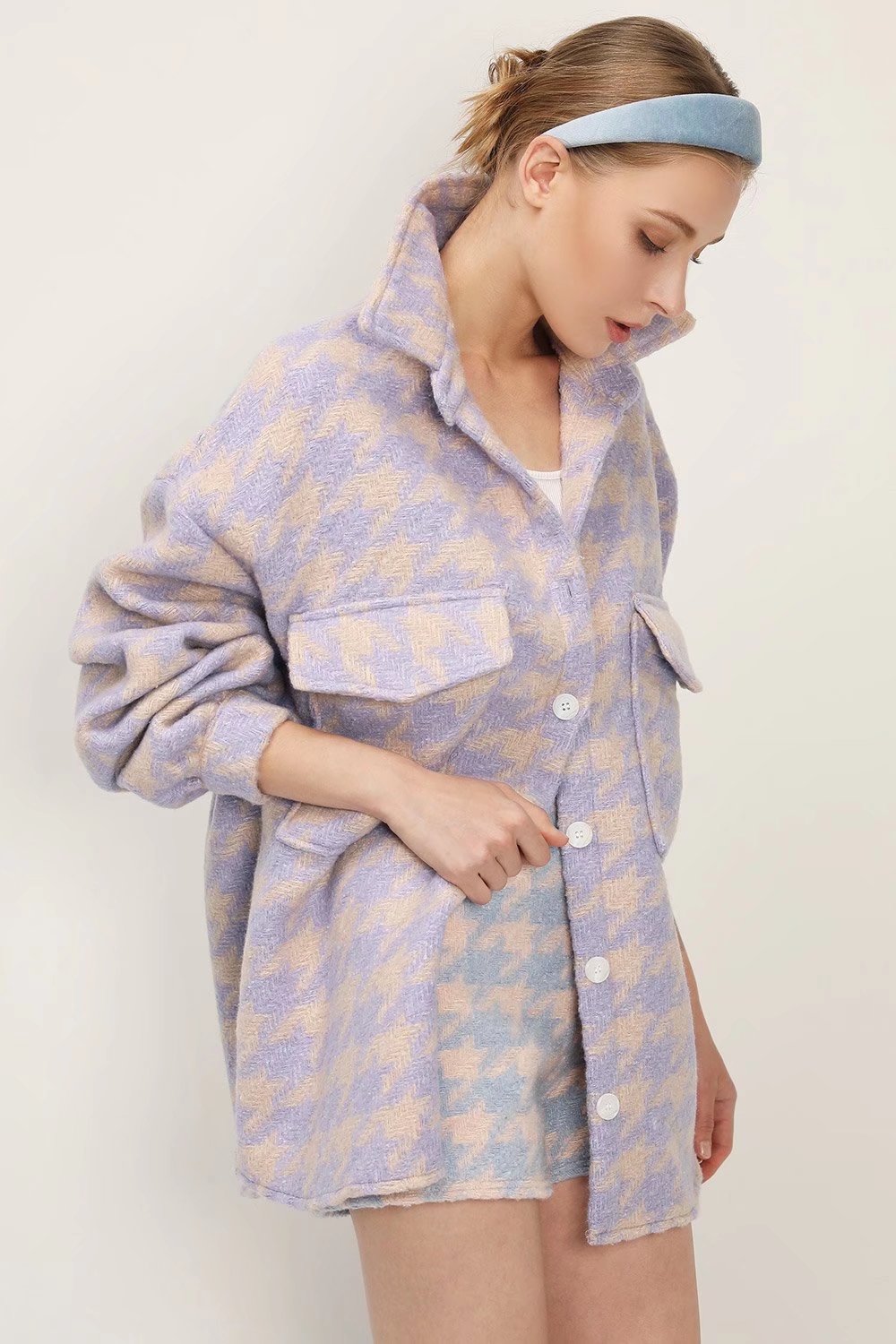 xakxx Plaid Jacket Women Coat Autumn Winter Vintage Stylish Pockets Oversized Jacket Female Coat Casual Warm Chic Tops