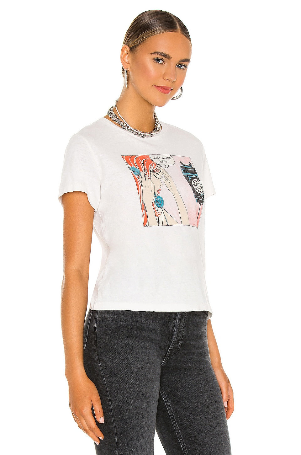 xakxx Spring Summer Women Tee Sun Moon Casual Loose Short Sleeve White Tshirt Streetwear Top Ladies