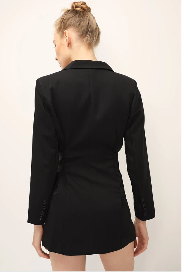 xakxx Women Bandage Sashes Blazer Lapel Long Sleeve Slim Fit Jacket Fashion Tide Spring Autumn Blazer