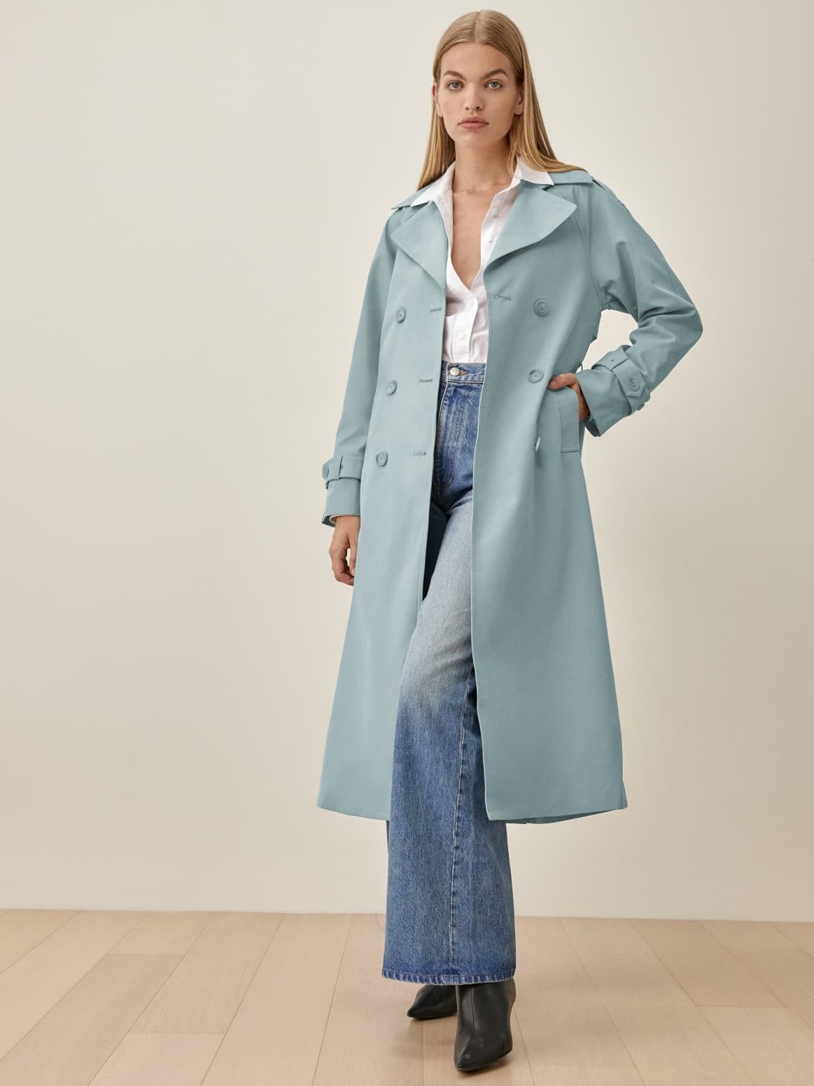 xakxx Elegant Lapel Double Breasted Long Women Trench Coats Autumn Winter Overcoat Full Sleeve Belted Ladies Windbreaker