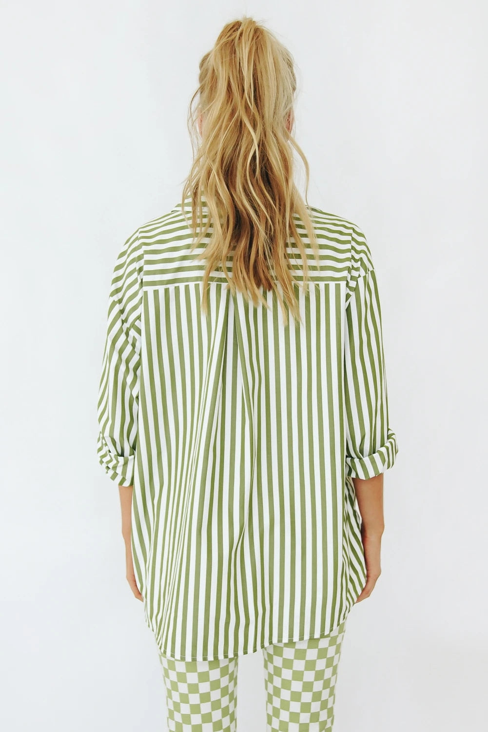 xakxx xakxx Stylish Women's Classic-Fit Long Sleeve Lightweight Button Down Shirt Vertical Stripes Oversize BF Style Top Blouses