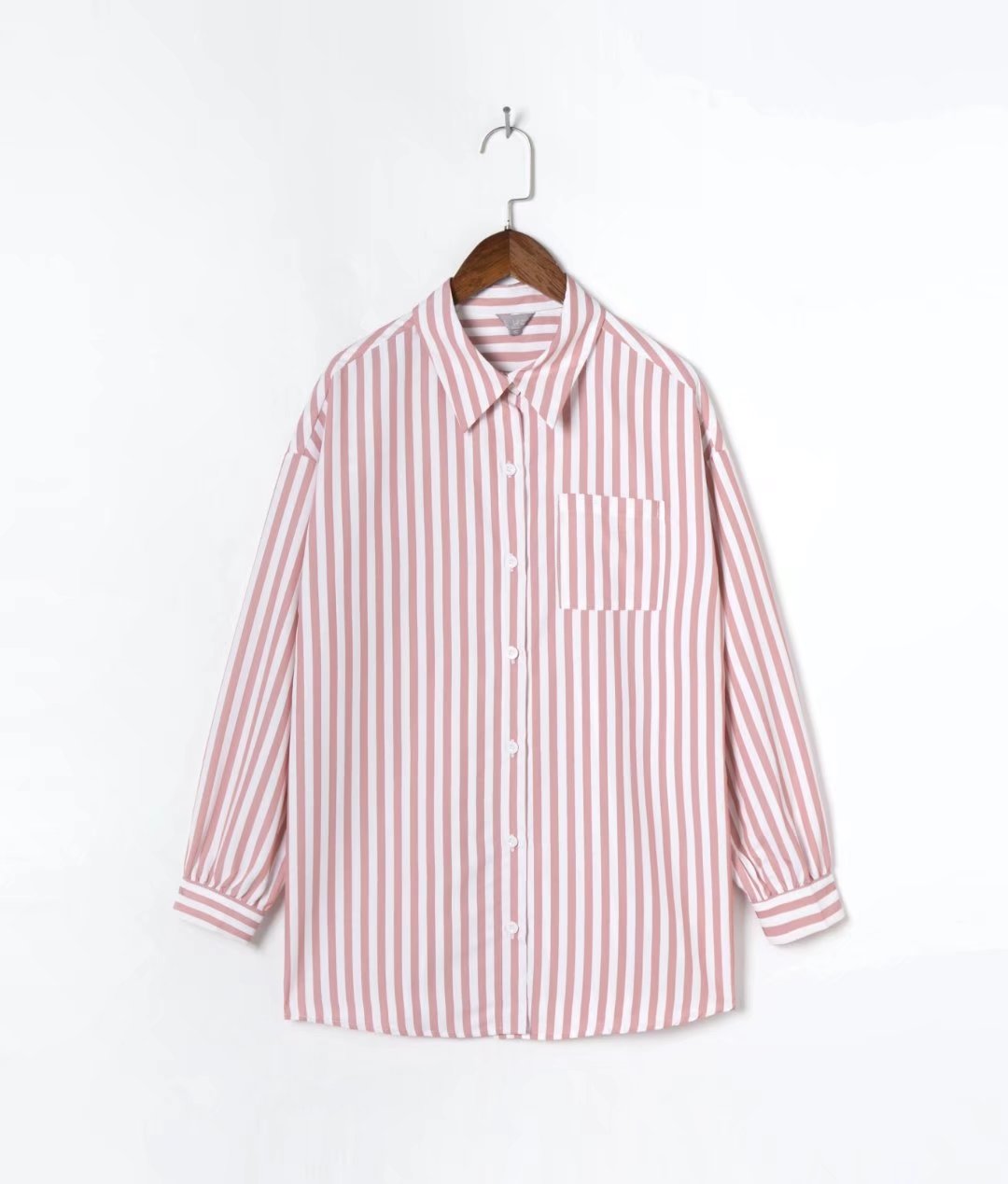 xakxx xakxx Stylish Women's Classic-Fit Long Sleeve Lightweight Button Down Shirt Vertical Stripes Oversize BF Style Top Blouses