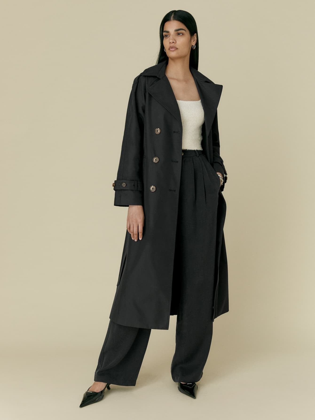 xakxx Elegant Lapel Double Breasted Long Women Trench Coats Autumn Winter Overcoat Full Sleeve Belted Ladies Windbreaker