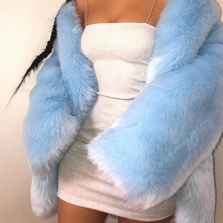 xakxx Luxury Faux Fur Coat For Women Oversize Loose O-Neck Jacket Winter Thicking Warm Street Clothing Girl Fashion Furry Fur Overcoat