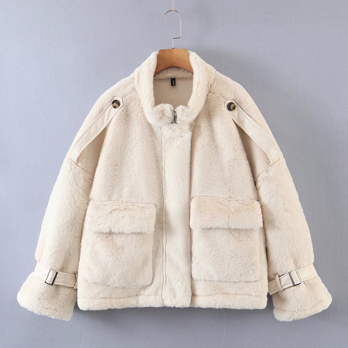 xakxx Winter Coat Women Faux Fur Coat Fashion Lapel Thick Loose Zipper Women's Jacket Causal Female Coat