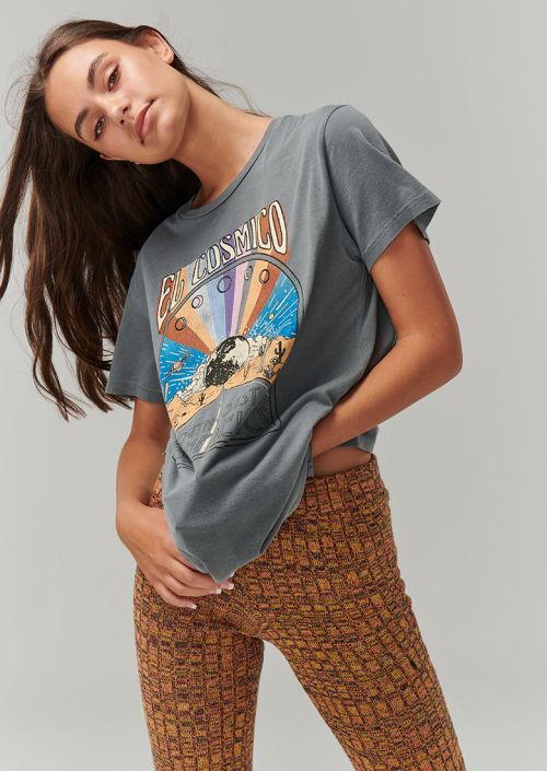 xakxx Spring Summer Baggy Tee Fashion Ribbed Collar For Texture Screen Printed Oversized Fit Cotton Tshirt For Women
