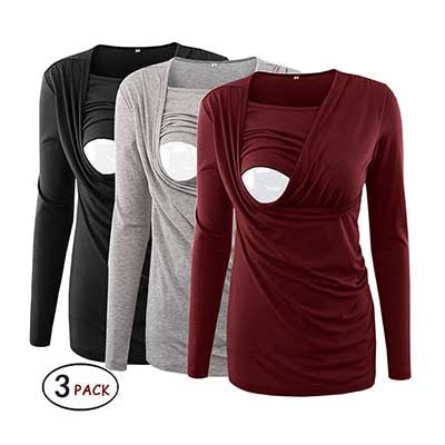 Breastfeeding Maternity Clothes Pregnancy T Shirt Long Sleeve Blouse Women Top Pregnant Women Clothing Plus Size S-XL