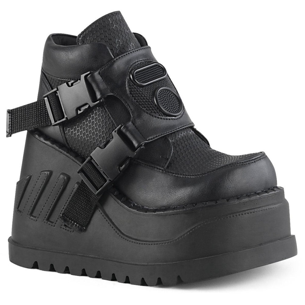 xakxx Big Size 43 Brand Design Steet Cool Fashion Black Gothic Style Girls High Heels Wedges Shoes Woman Platform Casual Ankle Boots