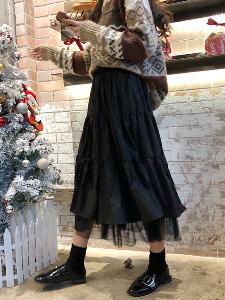 Boho Long Skirts for Women Skirts Harajuku Korean Style White Black Maxi Skirt for Teenagers High Waist Skirt School Skirts