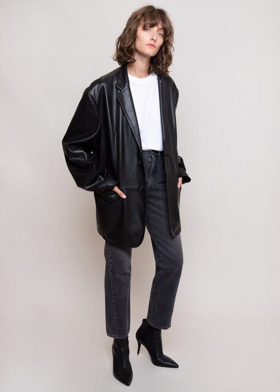 xakxx Long PU Faux Leather Blazers Women Leather Jacket Coat Brand New Women's Jackets Outerwear Ladies Coats Female Leather Suit