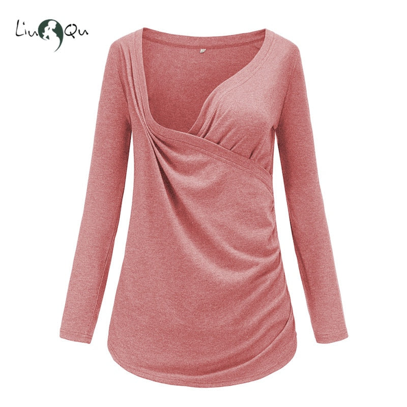 Breastfeeding Clothes Long Sleeve Pregnant Tops Maternity Womens Clothing Pregnancy Shirts Casual Breastfeed Blouses
