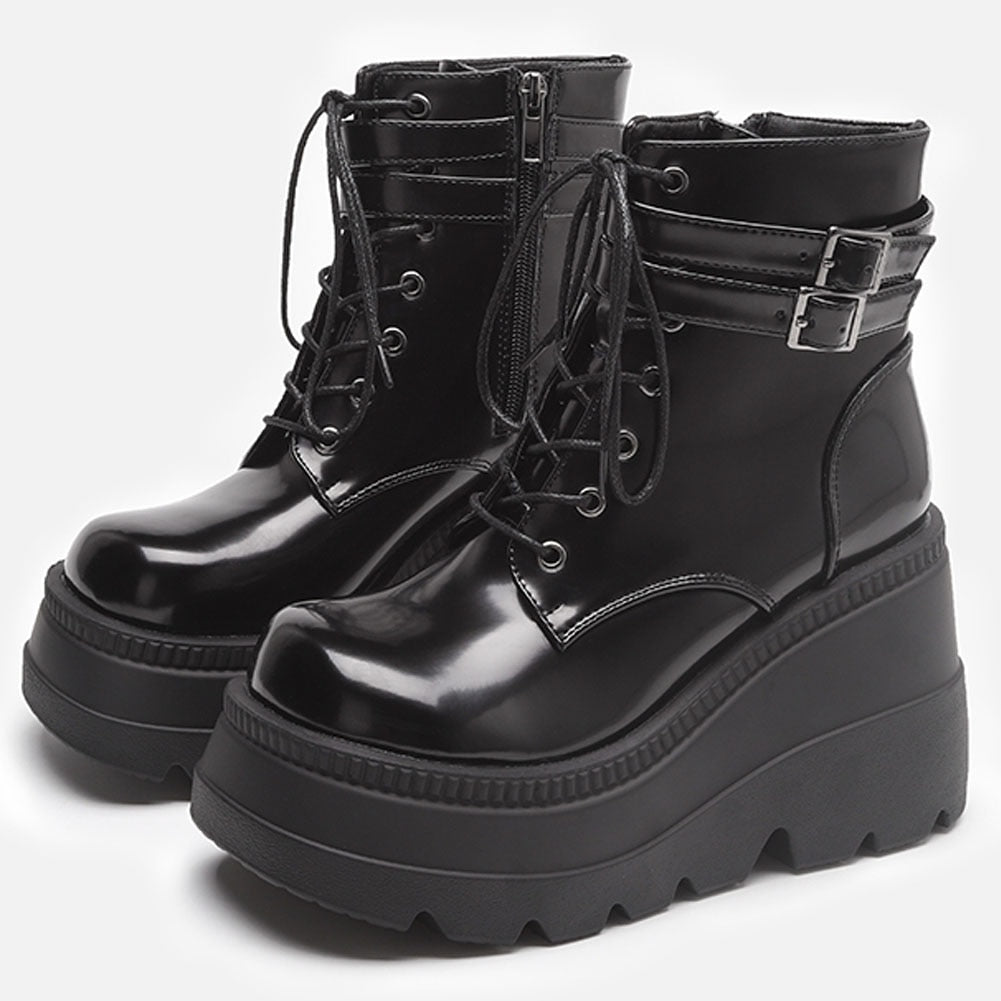 xakxx Halloween Brand Design Big Sizes 43 Platform High Heels Cosplay Fashionable Autumn Winter Wedges Shoes Ankle Boots Women