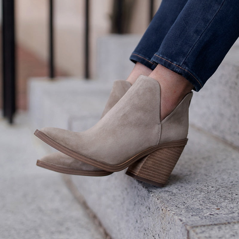 xakxx Autumn Winter Women Ankle Boots Fashion Pointed Toe High Heels Zipper Boots Female Shoes Roman Pumps Booties Botas Mujer
