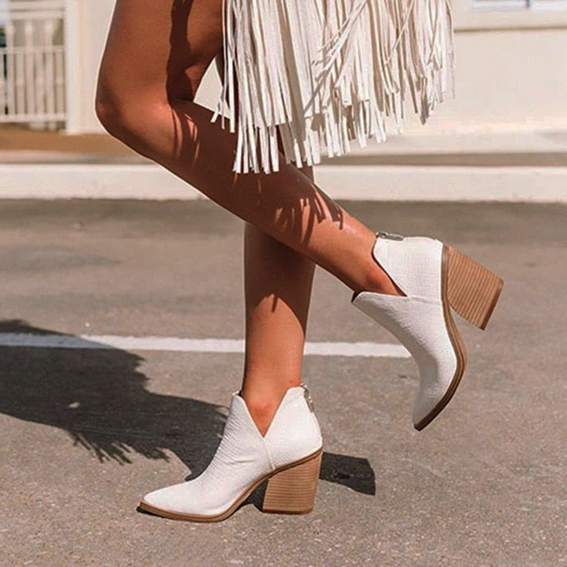 xakxx Autumn Winter Women Ankle Boots Fashion Pointed Toe High Heels Zipper Boots Female Shoes Roman Pumps Booties Botas Mujer