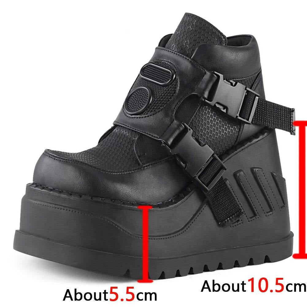 xakxx Big Size 43 Brand Design Steet Cool Fashion Black Gothic Style Girls High Heels Wedges Shoes Woman Platform Casual Ankle Boots