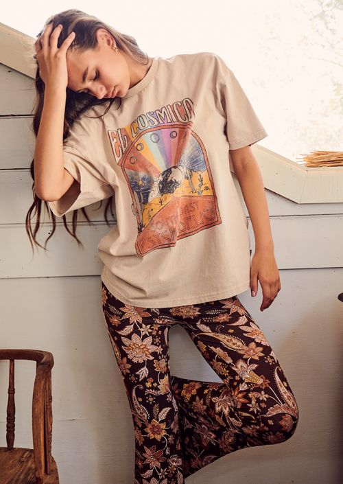 xakxx Spring Summer Baggy Tee Fashion Ribbed Collar For Texture Screen Printed Oversized Fit Cotton Tshirt For Women