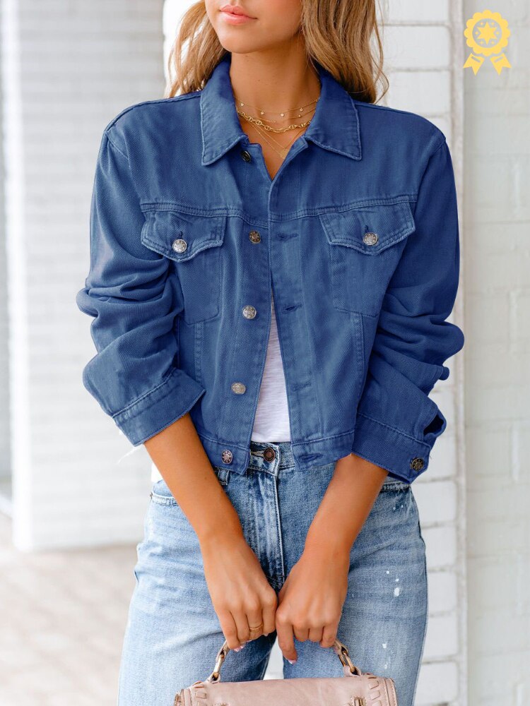 xakxx New Women's Denim Jacket Long Sleeve Loose Streetwear Blue Jacket Autumn Fashion Casual Office Lady Korean Ladies Coat Oversize