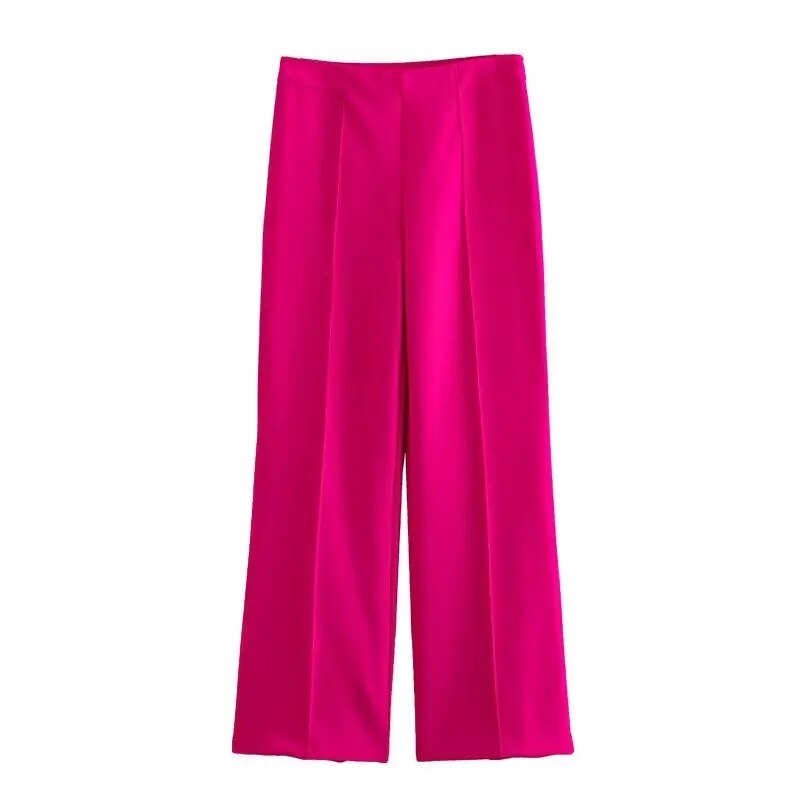 xakxx xakxx- NEW WOMEN'S SEWING DECORATIVE WIDE PANTS WITH HIDDEN ZIP CLOSURE ON SIDE SPLIT SEAMS HIGH WAIST WIDE LEG PANTS
