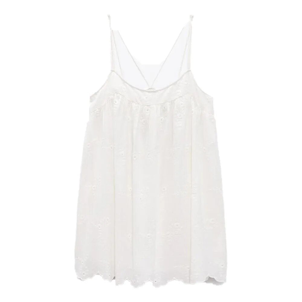 xakxx- New Ladies Casual Shorts Style Lined Side Seam Concealed Zipper Closed Embroidered Short Dress 7200336