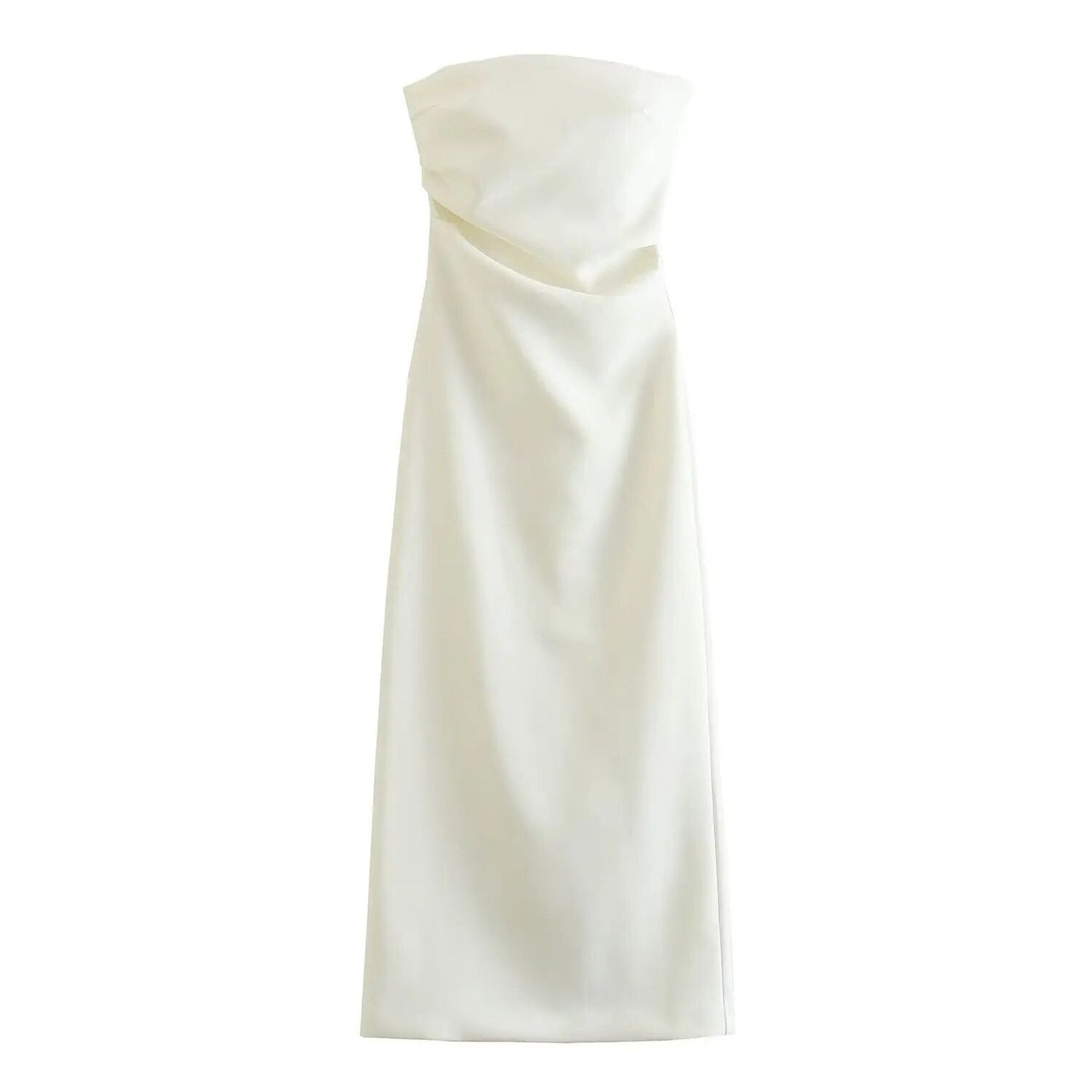xakxx- NEW WOMEN'S BACK HEM SPLITTED WITH TONE PATCHWORK LINING WITH SIDE SPLIT HITS DARK ZIP CLOSED MIDI DRESS
