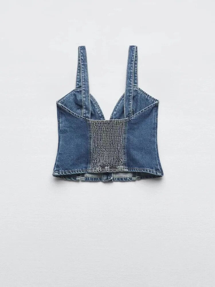xakxx xakxx - new casual hundred with Ruili thin halter tight sexy heart-shaped collar straps button decorated undershirt denim tops