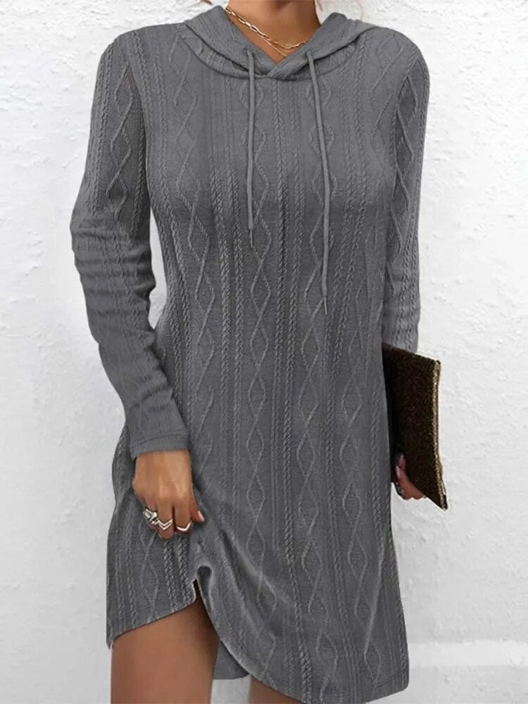 xakxx xakxx- Casual Hooded Dress Women Pullover Long Sleeve Loose Fitting Mini Dresses Female Autumn WInter Sweatshirt Dress