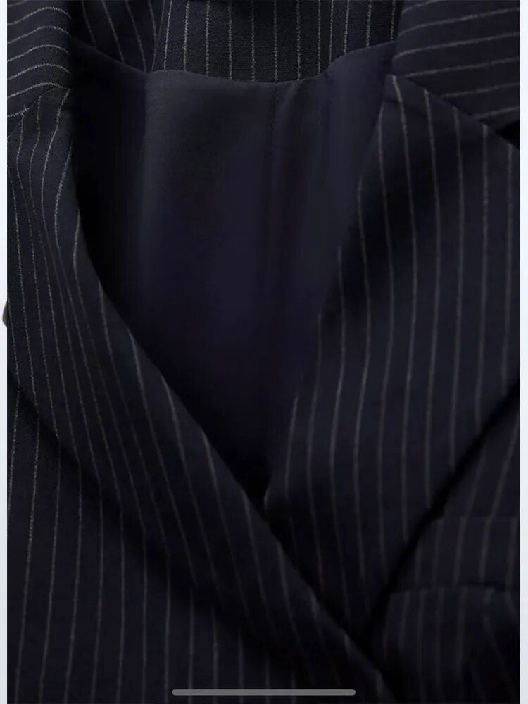 xakxx xakxx- Autumn New Temperament Fashion Versatile Sexy Design Sense Small Polo Collar Sleeveless Pinstripe Suit Vest Vest