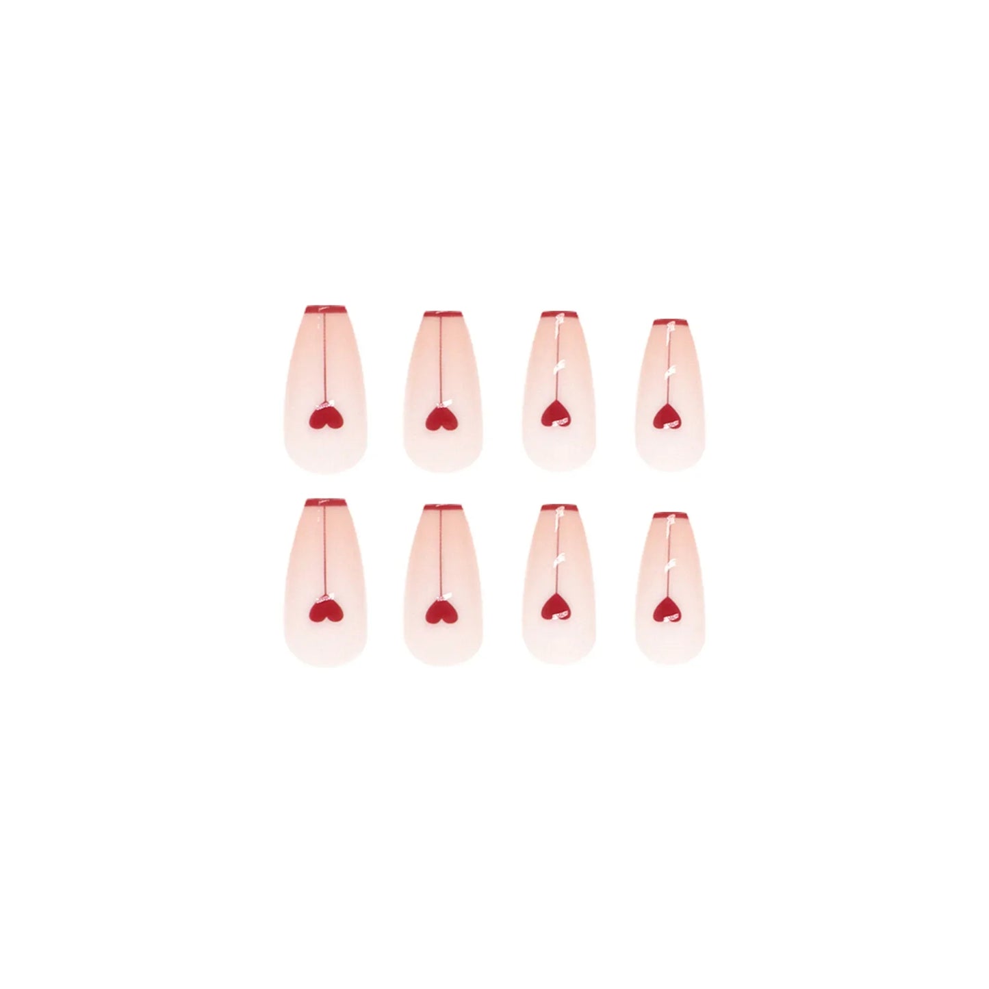 xakxx xakxx 24Pcs Charming Pink Flame Long Ballerina Wearable Fake Nails Press on Smaill Heart Full Cover Detachable Finished Fingernails